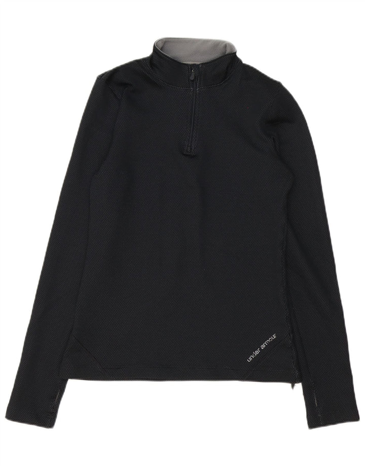 Under Armour Mens Zip Neck Pulôver Treino Top Pequeno Preto
