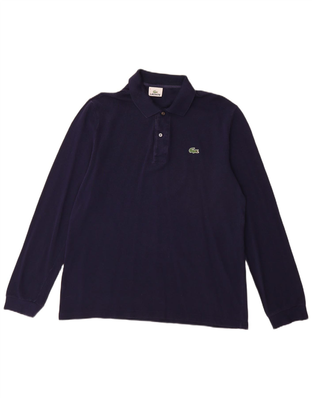 Camisa polo masculina de manga comprida LACOSTE tamanho 4 médio algodão azul marinho