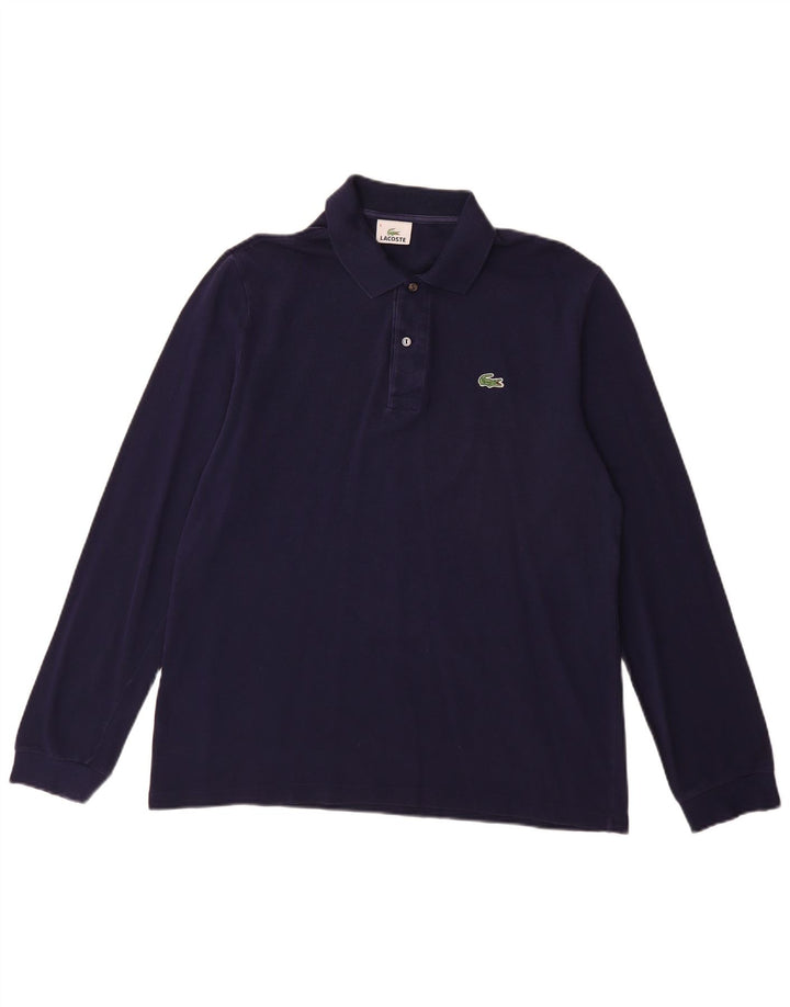 Camisa polo masculina de manga comprida LACOSTE tamanho 4 médio algodão azul marinho