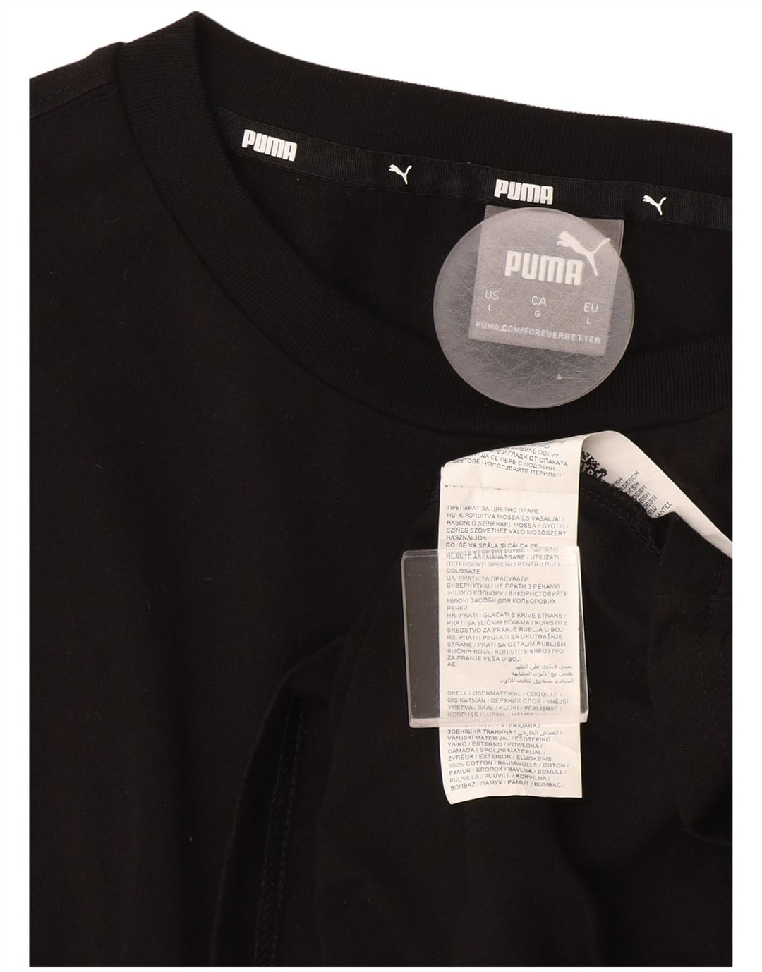 Puma Mens Graphic T-Shirt Top Grande Algodão Preto