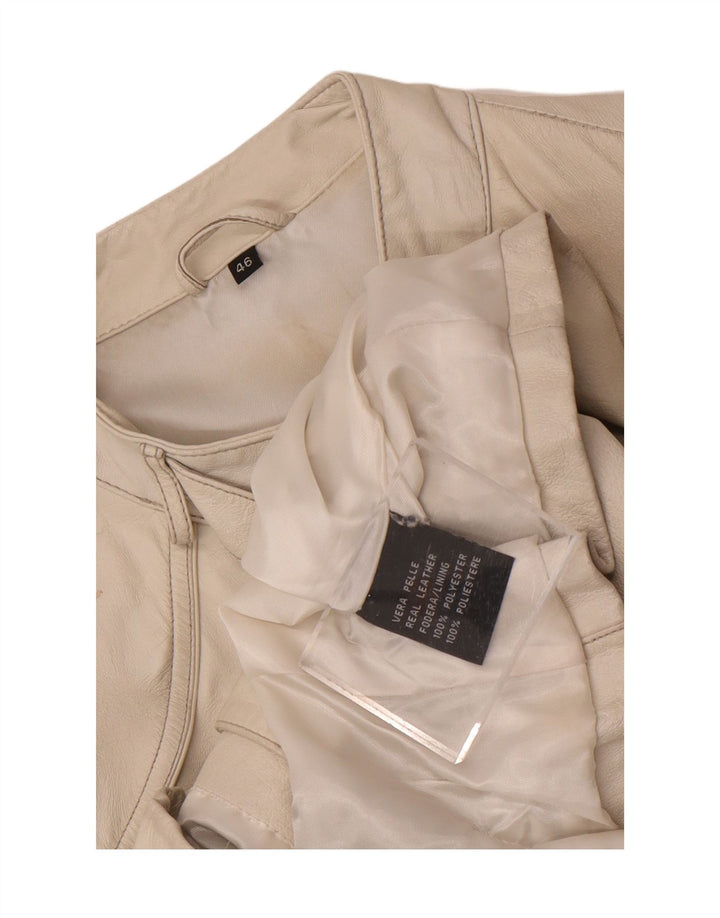 Jaqueta feminina vintage de couro Racer IT 46 grande couro branco