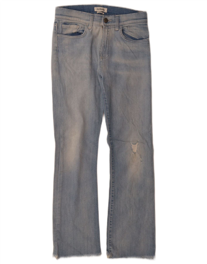 Calça jeans feminina Roy Rogers desgastada com bootcut W25 L28 algodão azul