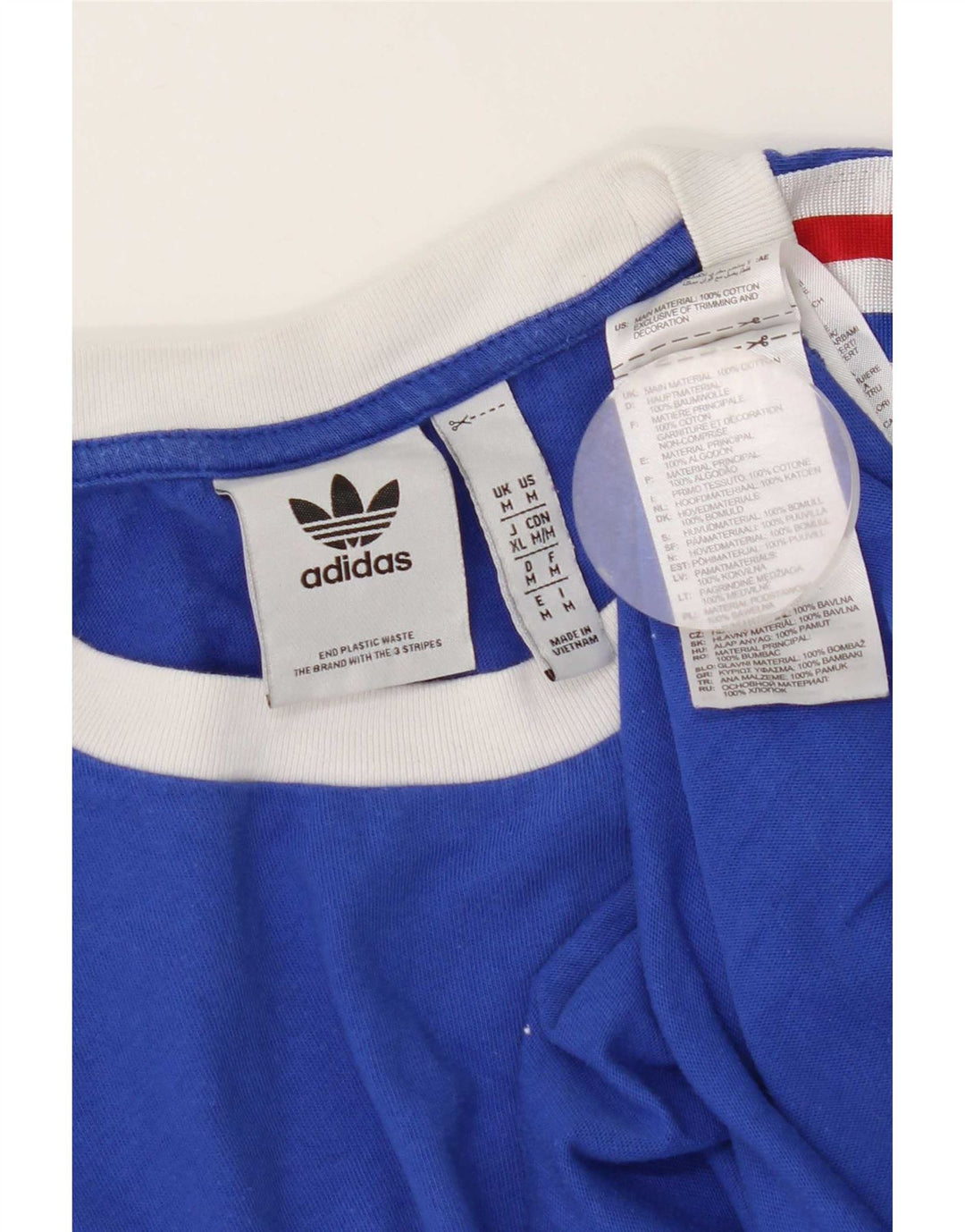 Adidas Mens Camiseta Top Médio Algodão Azul