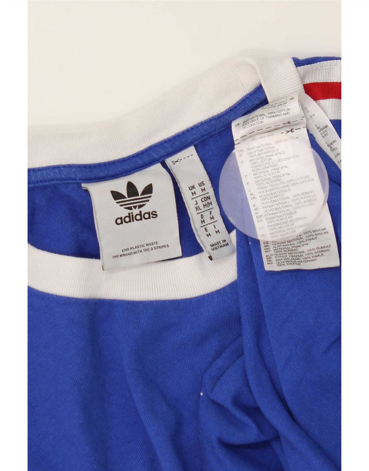 Adidas Mens Camiseta Top Médio Algodão Azul