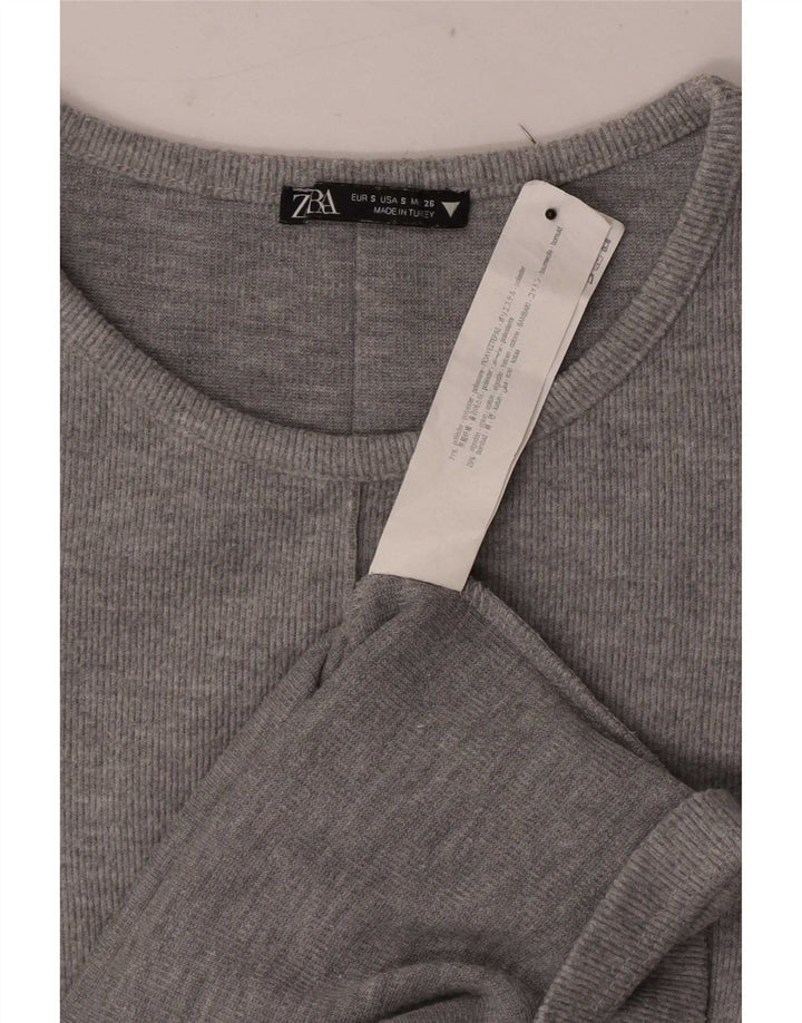 Vestido camiseta feminino Zara Reino Unido 8 pequeno poliéster cinza