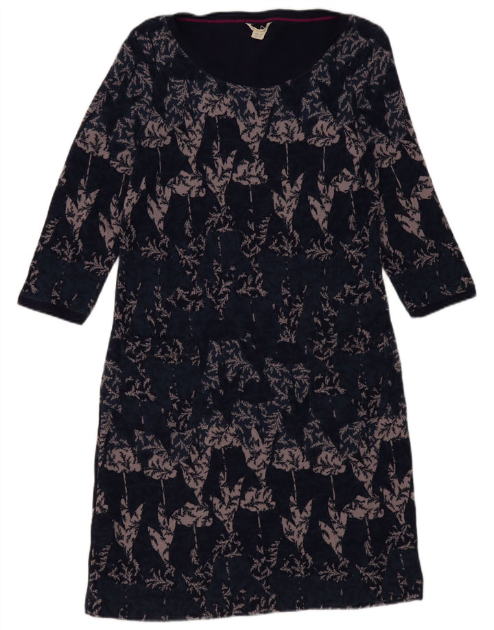 Vestido básico feminino manga 3/4 White Stuff Reino Unido 14 médio azul marinho floral