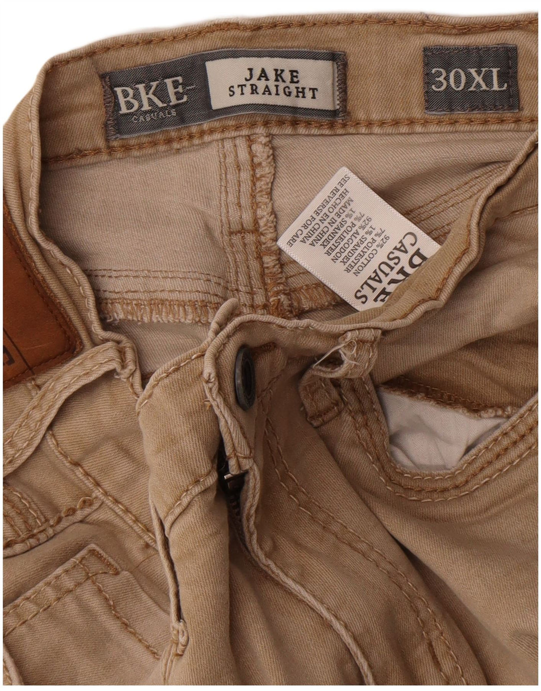 Jeans retos femininos BKE W30 L34 algodão marrom