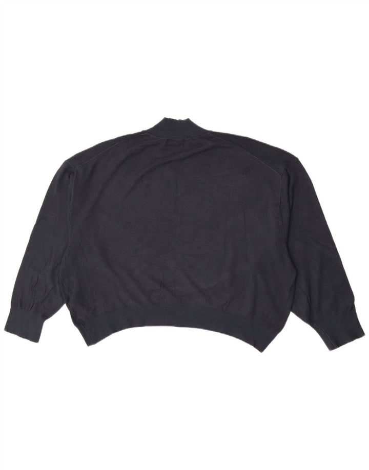 Zara Suéter feminino oversized com gola de tartaruga Reino Unido 16 grande azul marinho