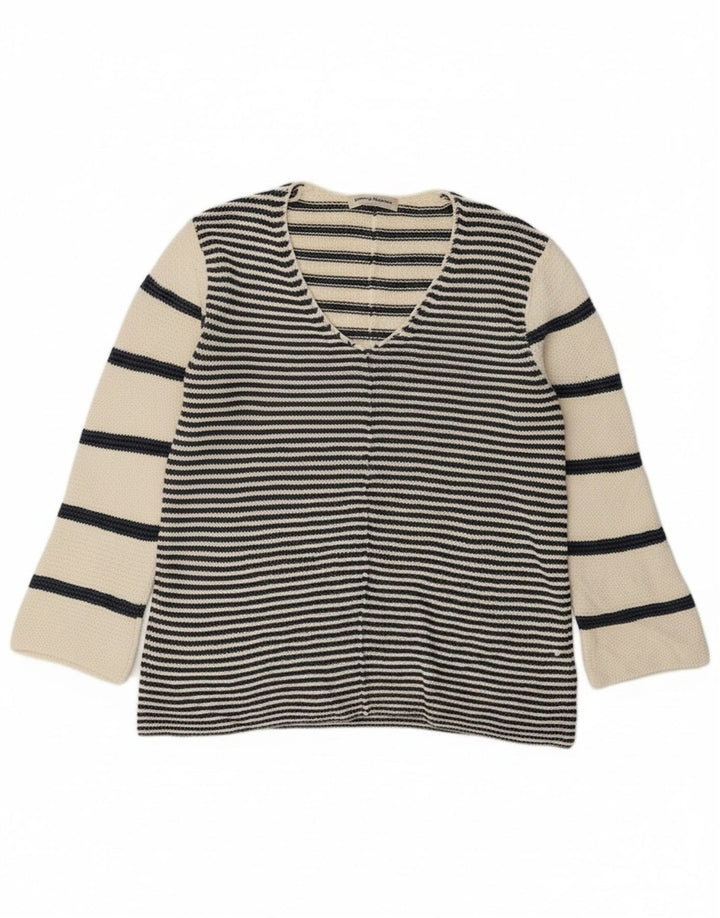 Suéter feminino Tommy Bahama com decote em V UK 14 Médio Off White Náutico