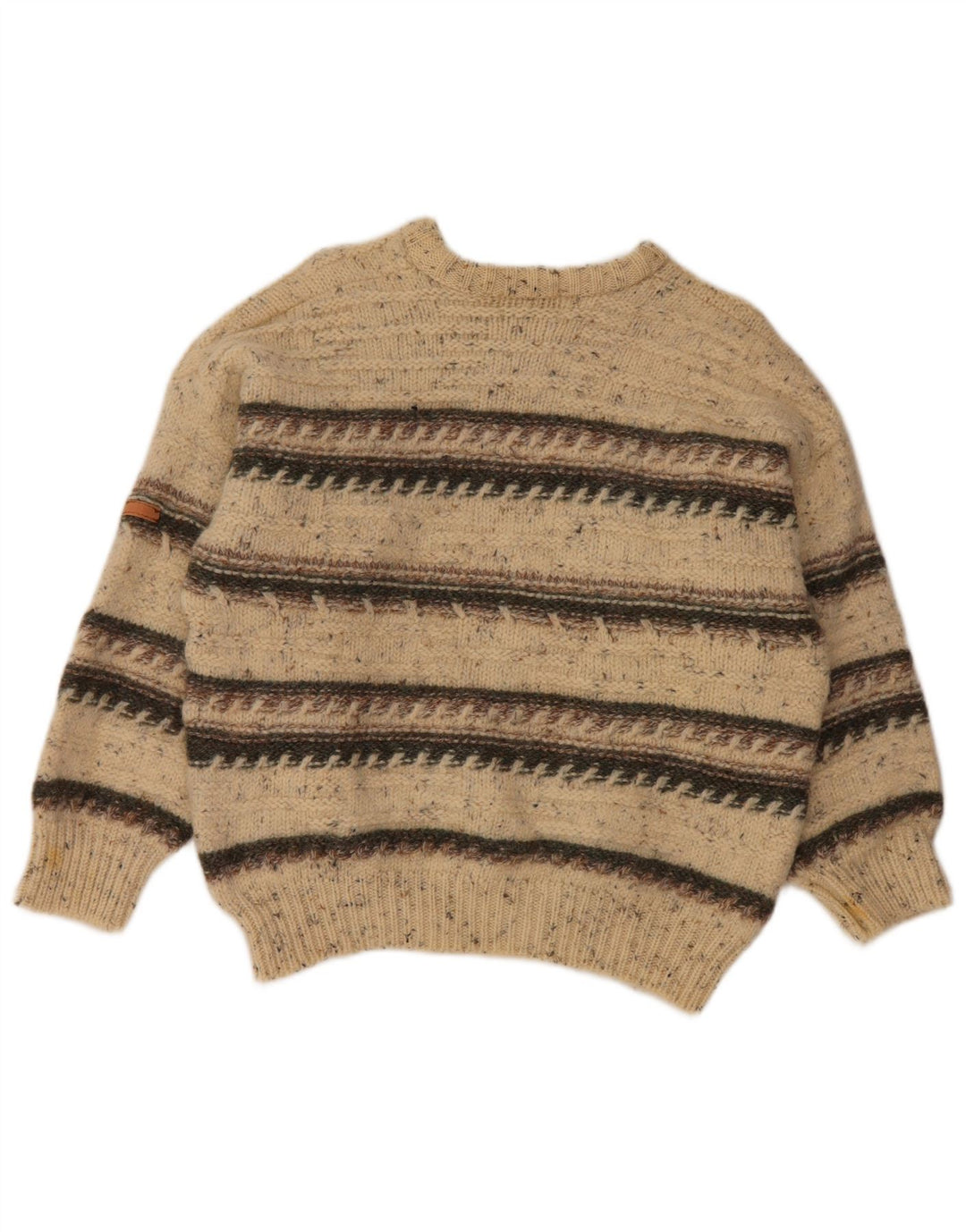 SERGIO TACCHINI Suéter feminino com gola redonda e listrado grande bege Reino Unido 16