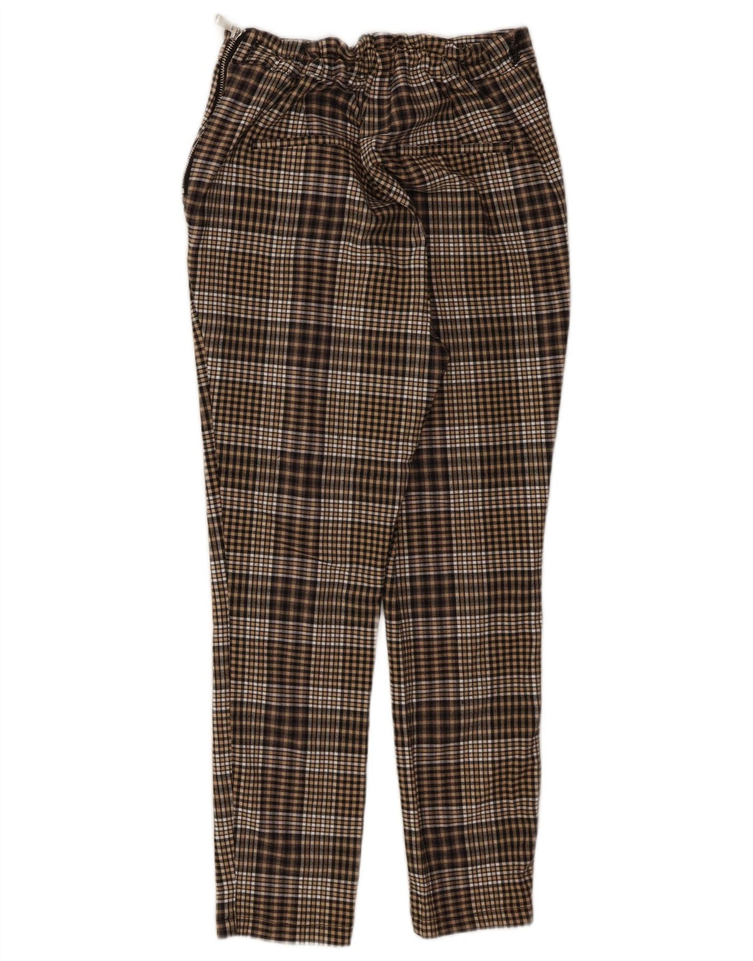 Zara Calça feminina cortada grande W30 L24 xadrez marrom