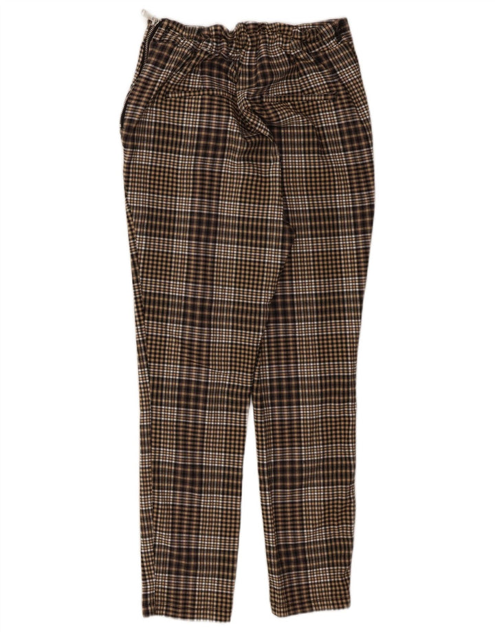 Zara Calça feminina cortada grande W30 L24 xadrez marrom