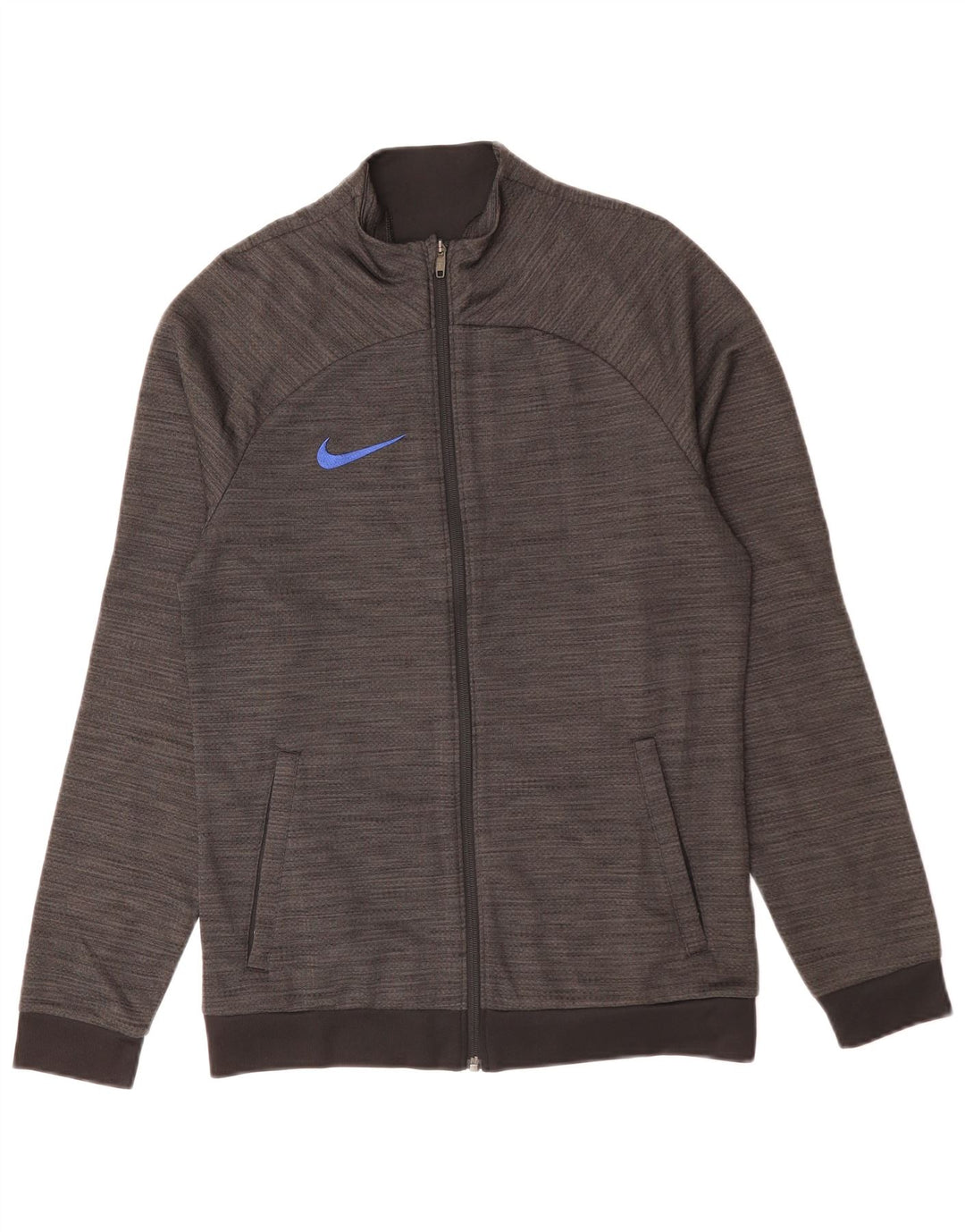 NIKE Masculino Dri Fit Tracksuit Top Jacket Pequeno Cinza Flecked Poliéster