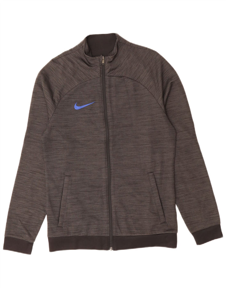 NIKE Masculino Dri Fit Tracksuit Top Jacket Pequeno Cinza Flecked Poliéster