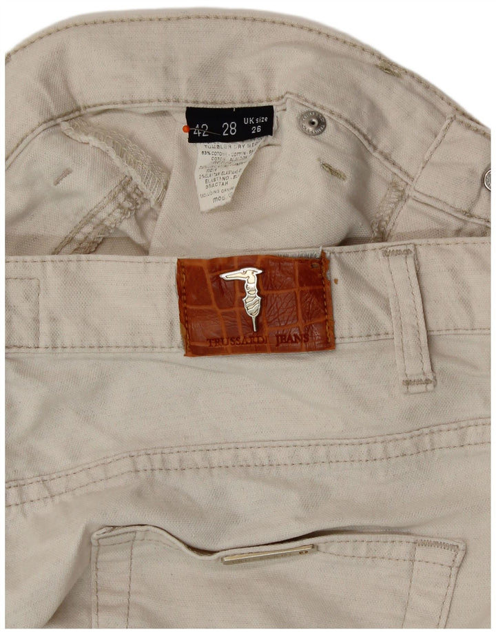 Calça feminina reta casual TRUSSARDI W26 L28 algodão branco