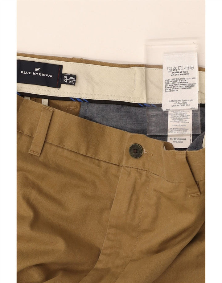 BLUE HARBOUR Mens Regular Fit Straight Chino Trousers W36 L29 Beige Cotton Vintage Blue Harbour and Second-Hand Blue Harbour from Messina Hembry 