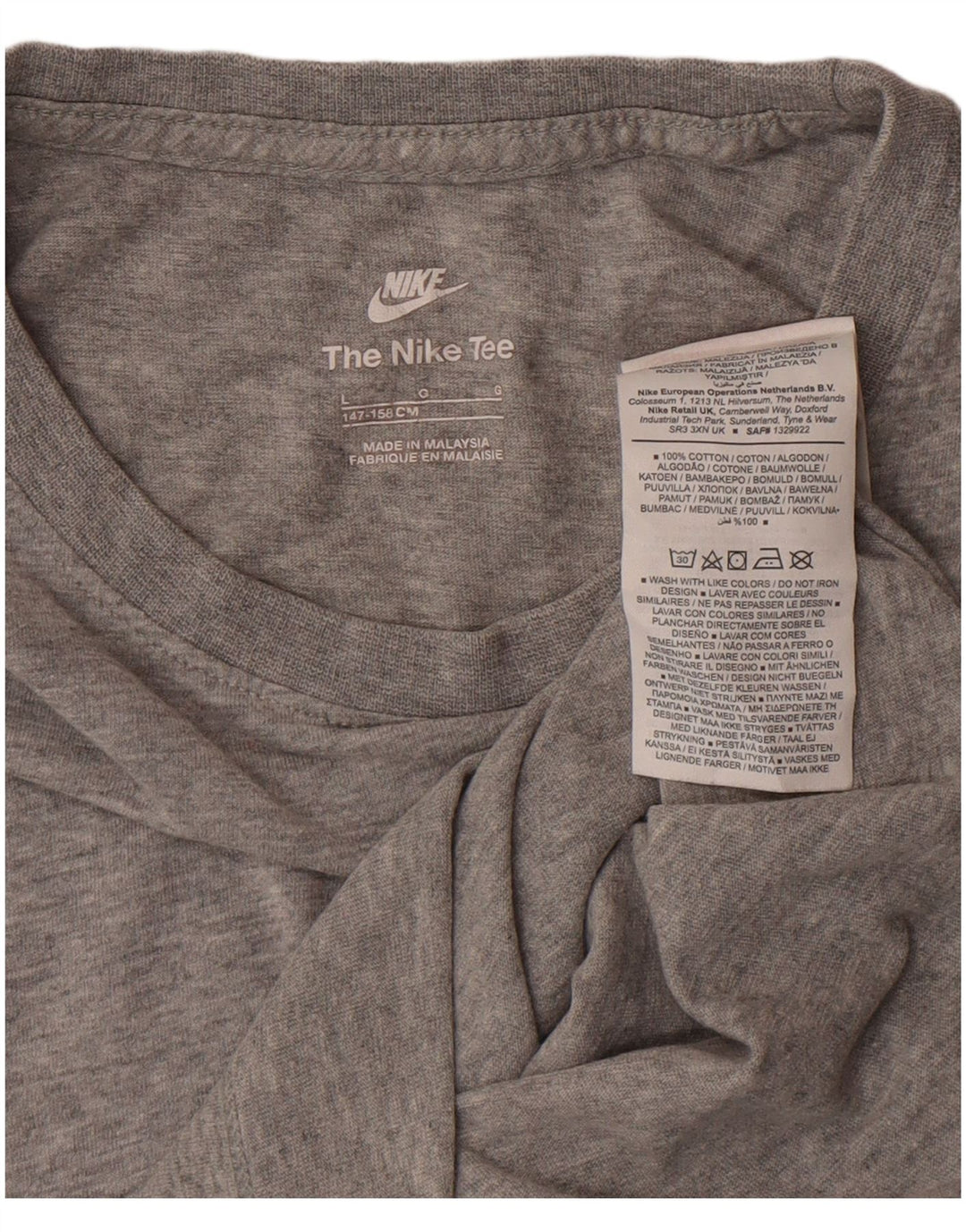 Camiseta masculina Nike 12-13 anos grande algodão manchado cinza