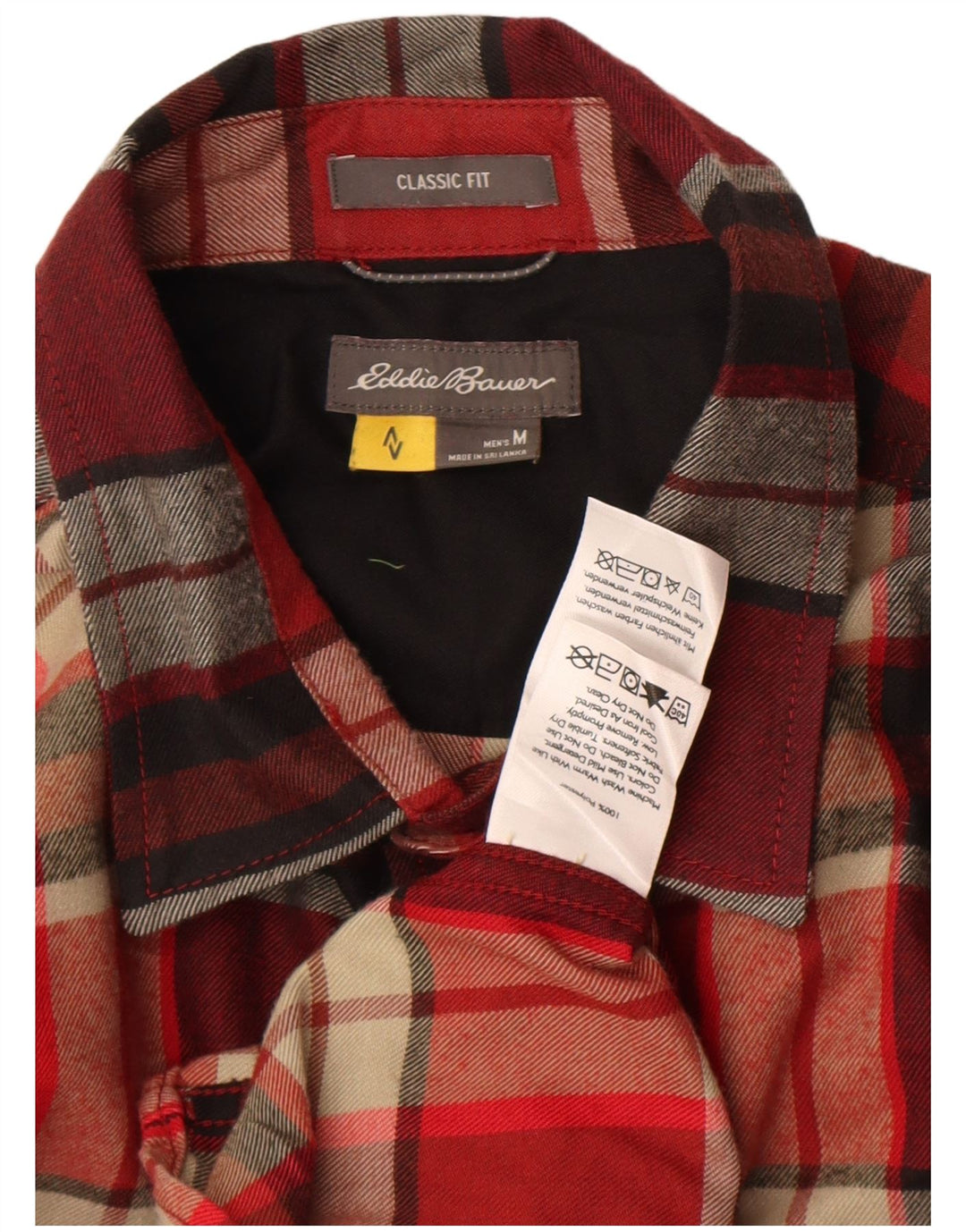Eddie Bauer Camisa masculina de flanela xadrez clássica de ajuste médio xadrez vermelho