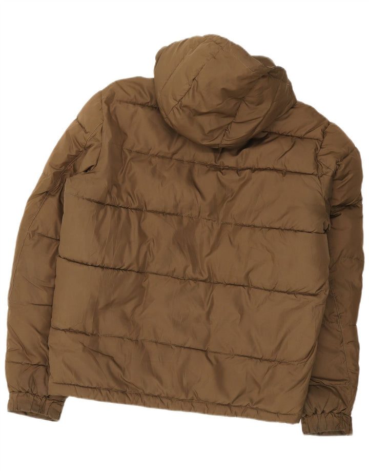 Jaqueta masculina acolchoada com capuz Lee UK 40 grande poliéster marrom