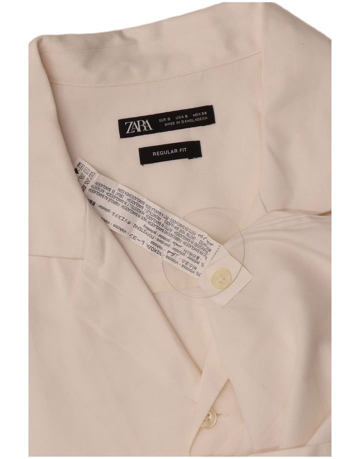 Zara Camisa masculina de manga curta pequena viscose branca