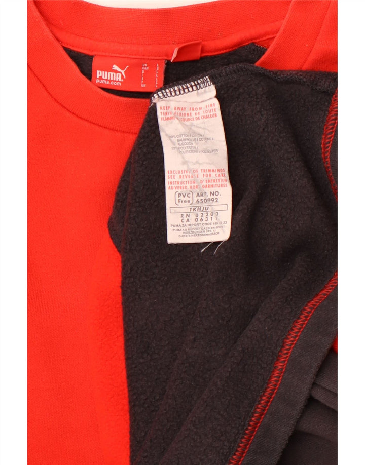 PUMA moletom gráfico masculino jumper grande algodão colorblock vermelho