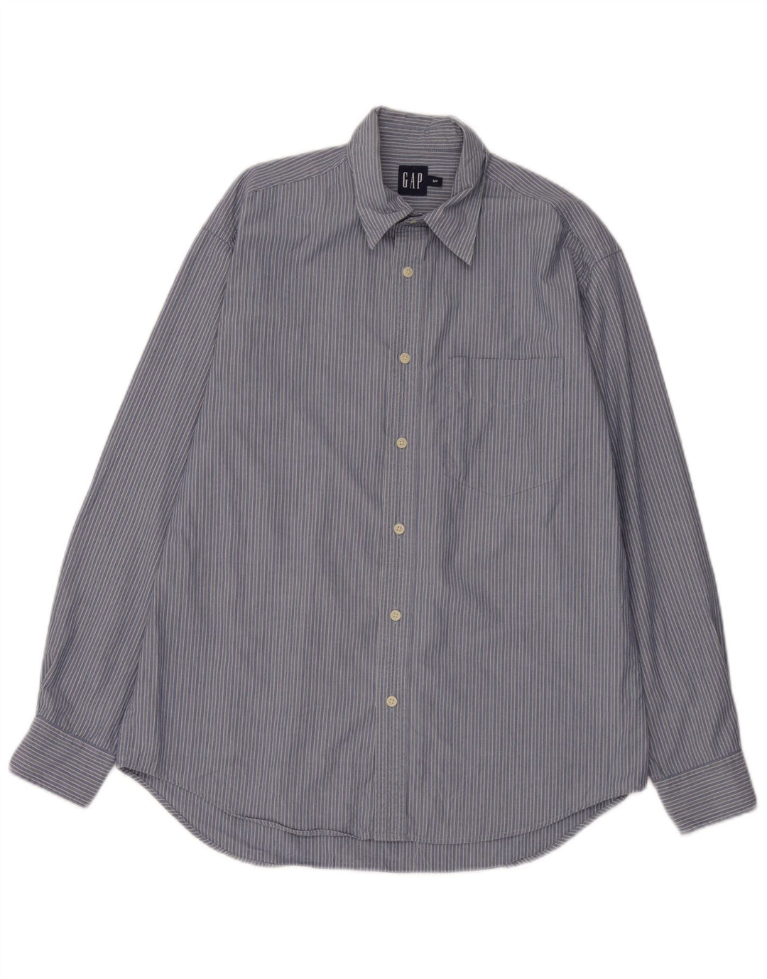 Camisa masculina folgada Gap de algodão listrado azul pequeno