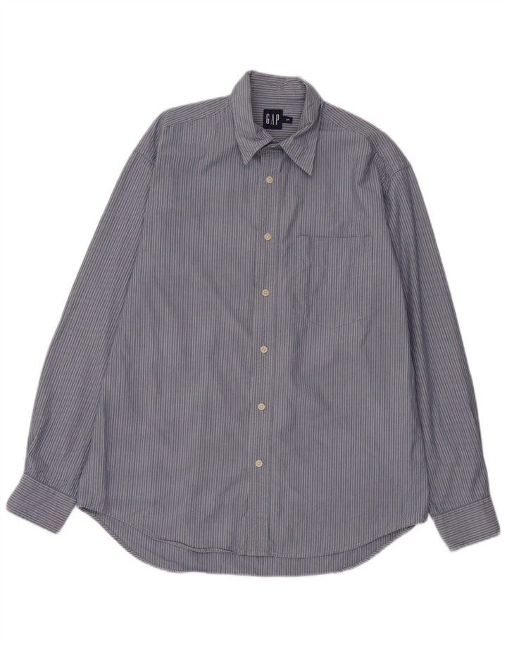 Camisa masculina folgada Gap de algodão listrado azul pequeno