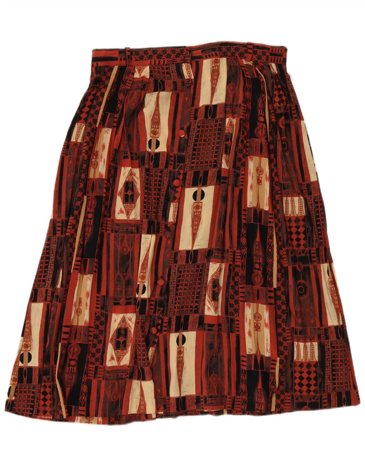 Saia evasê feminina VINTAGE UK 20 2XL W34 marrom patchwork viscose