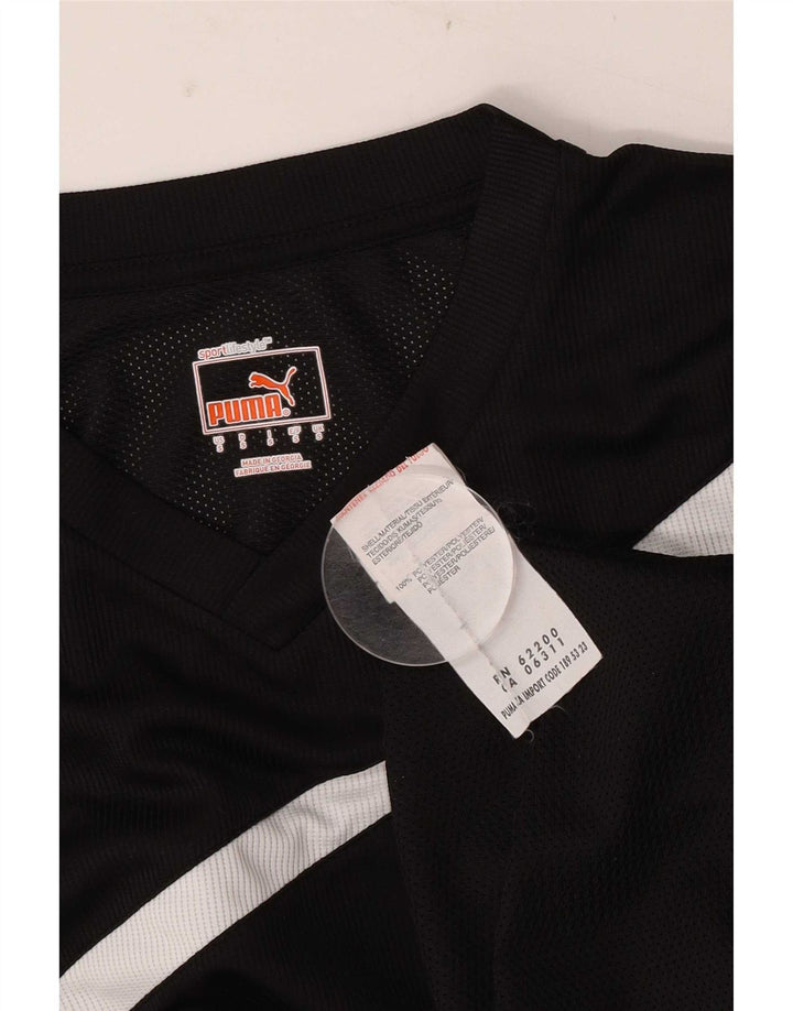 Puma Mens T-Shirt Top Pequeno Poliéster Listrado Preto
