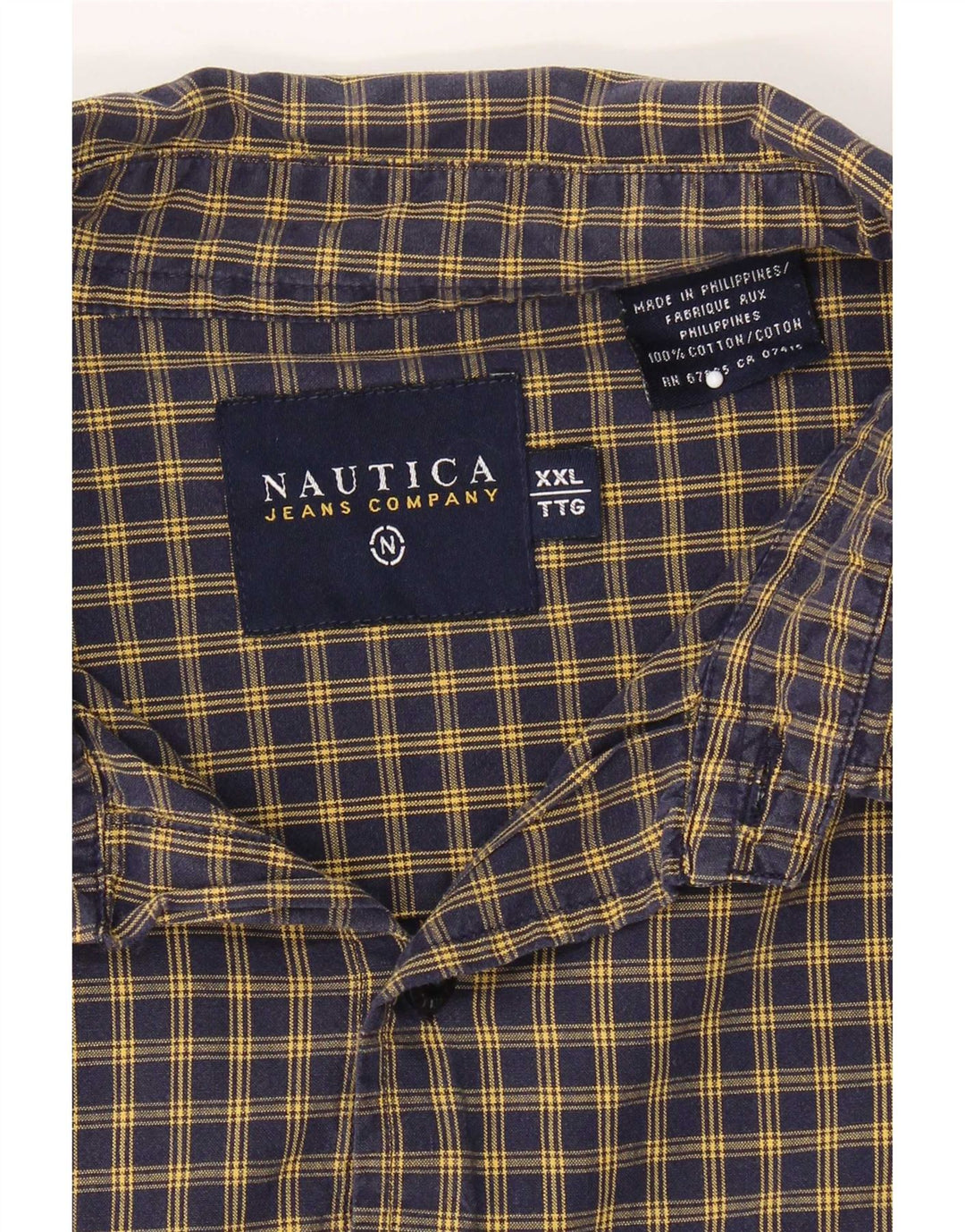 Camisa masculina Nautica 2XL algodão xadrez azul marinho