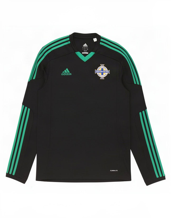 Adidas masculino irlandês futebol topo manga longa médio preto poliéster