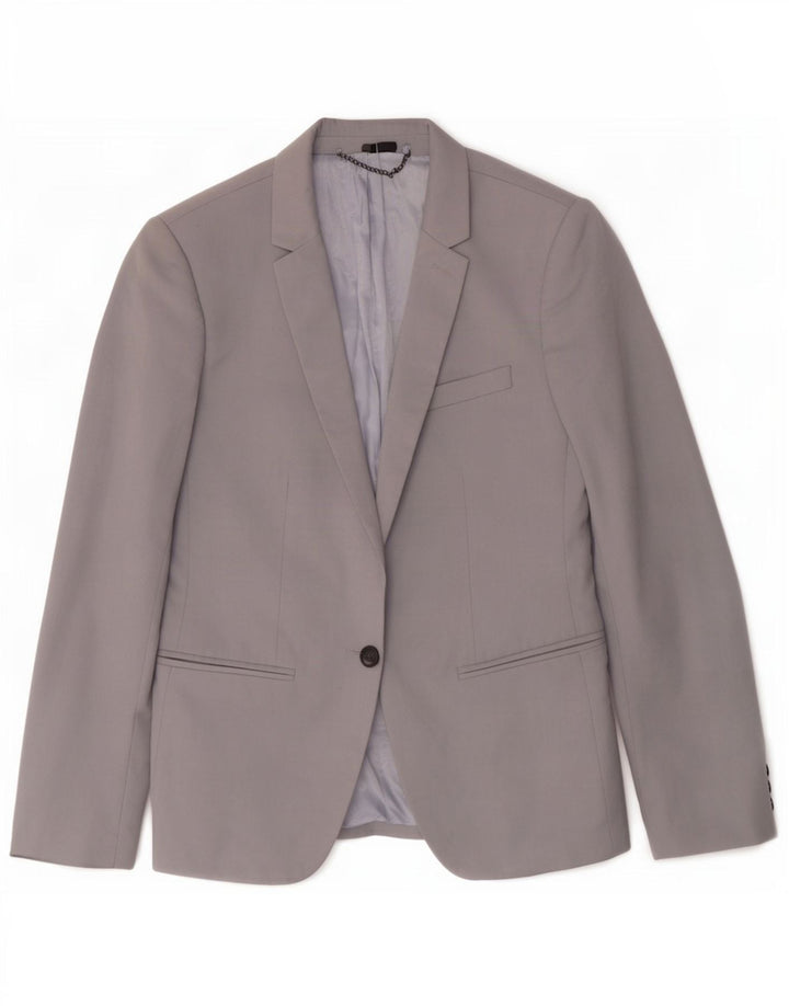 Jaqueta blazer feminina Topshop com 1 botão Reino Unido 8 poliéster cinza pequeno