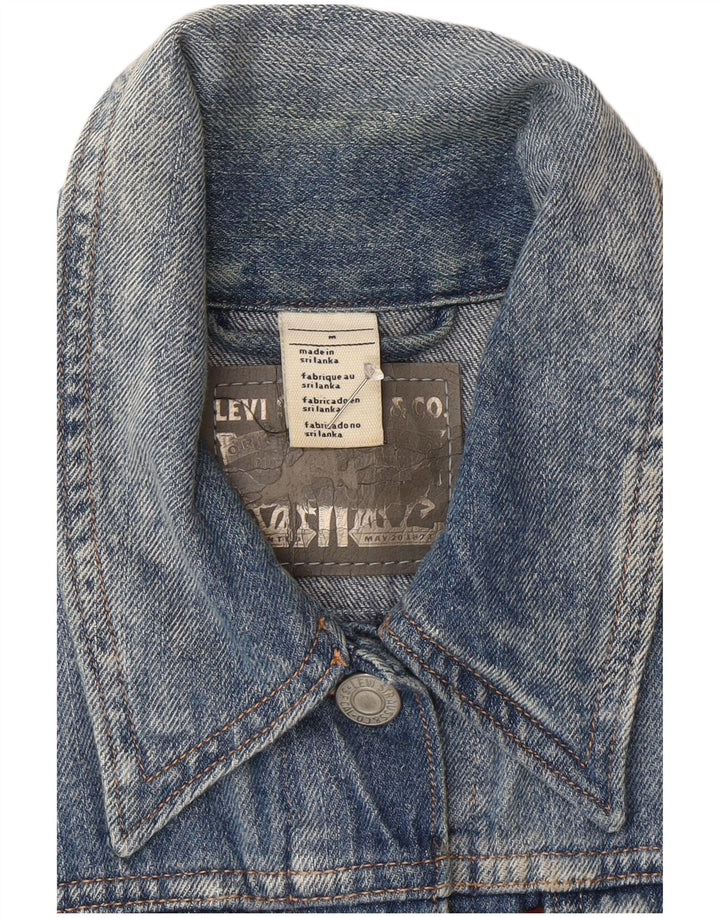 Colete feminino Levi's Crop Denim UK 12 algodão azul médio