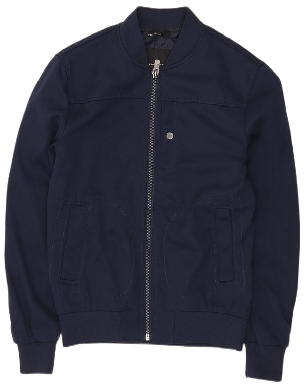 Jaqueta bomber masculina Zara UK 36 poliéster azul marinho pequeno