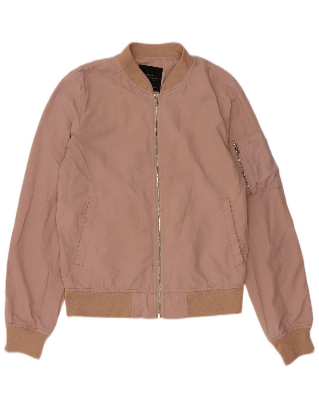 Zara Womens Oversized Bomber Jacket UK 6 XS Rosa Poliéster