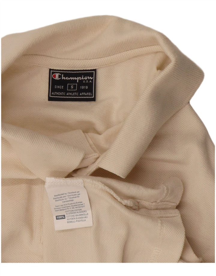 Camisa polo masculina Champion pequena de algodão off white