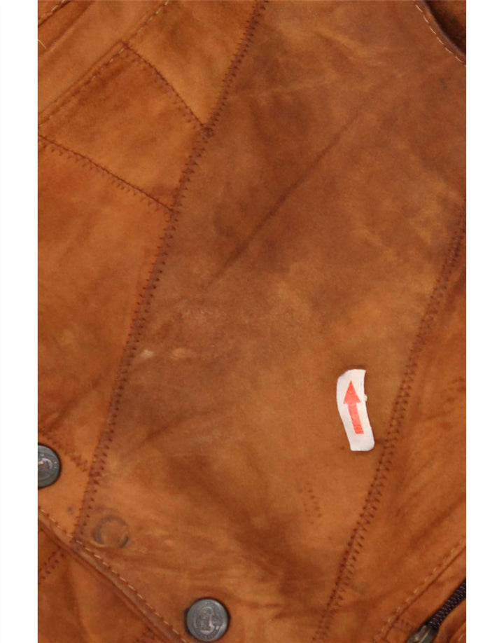 Colete de camurça masculino vintage grande couro marrom patchwork