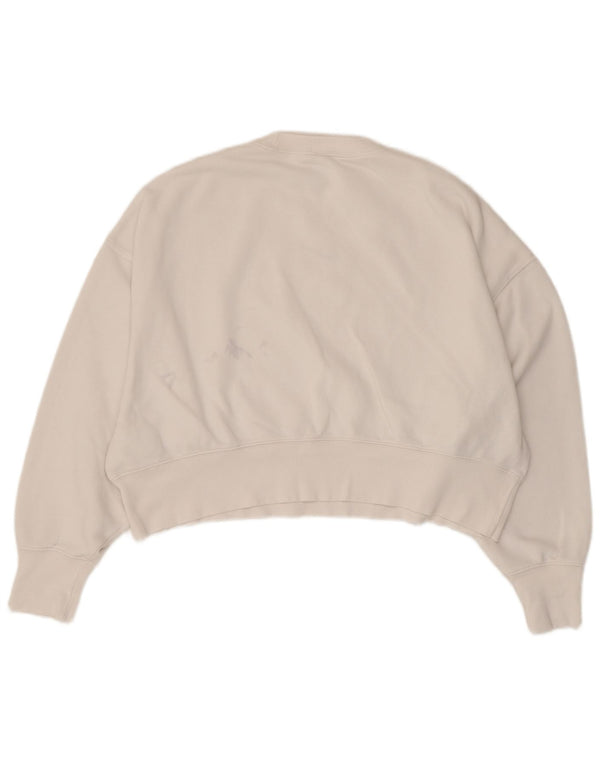 Nike Womens Crop Oversized Moletom Jumper UK 6 XS Algodão Branco
