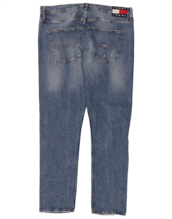Tommy Hilfiger Masculino Distressed Slim Jeans W36 L32 Azul Algodão