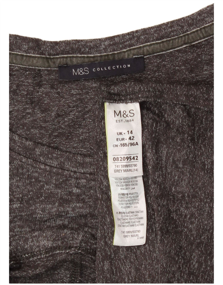 Camiseta feminina Marks & Spencer UK 14 grande viscose manchada cinza