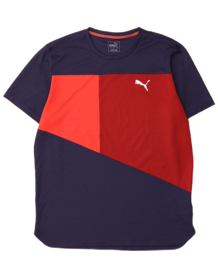 Camiseta masculina Puma grande grande azul marinho colorblock poliéster