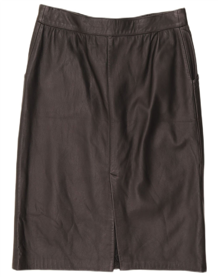 Saia de couro feminina vintage W33 grande preta