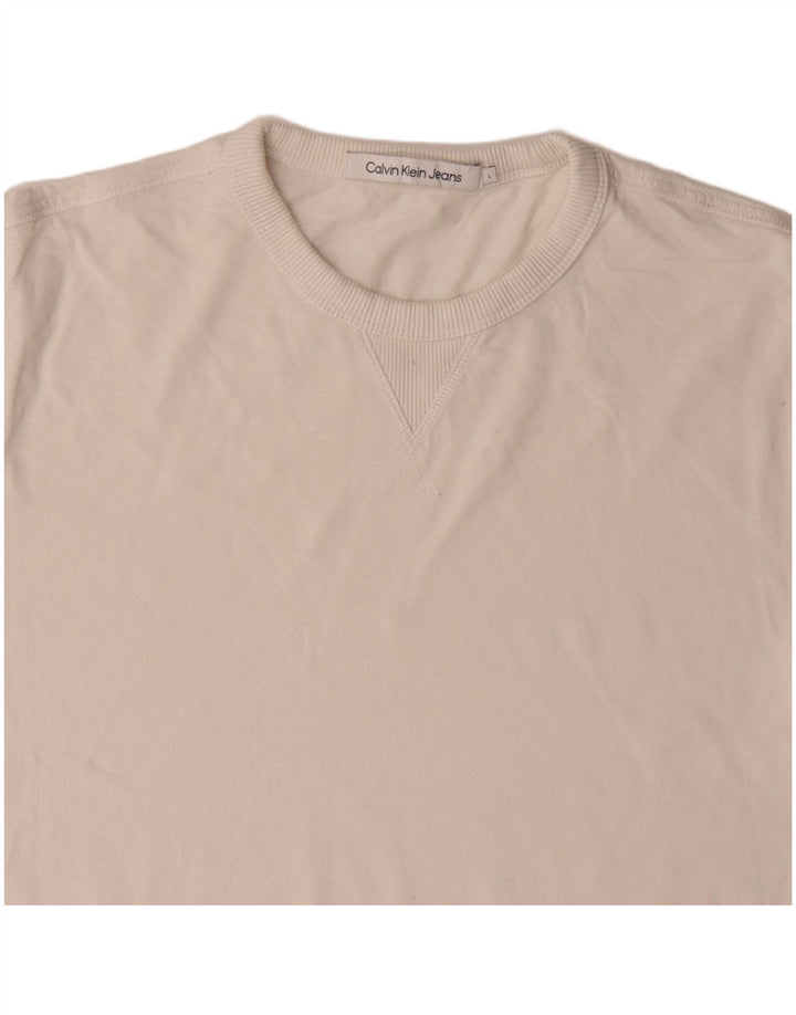 CALVIN KLEIN JEANS Camiseta masculina grande de algodão branco