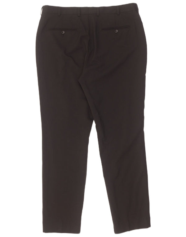 Calças de terno de ajuste fino masculino French Connection W36 L31 poliéster preto