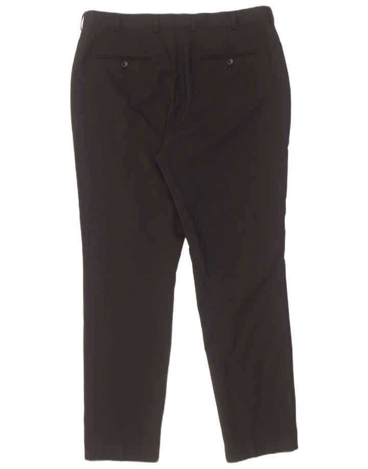 Calças de terno de ajuste fino masculino French Connection W36 L31 poliéster preto