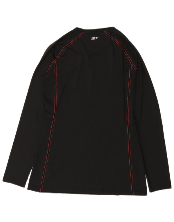 Reebok Womens Top Manga Longa UK 12 Médio Preto Poliéster