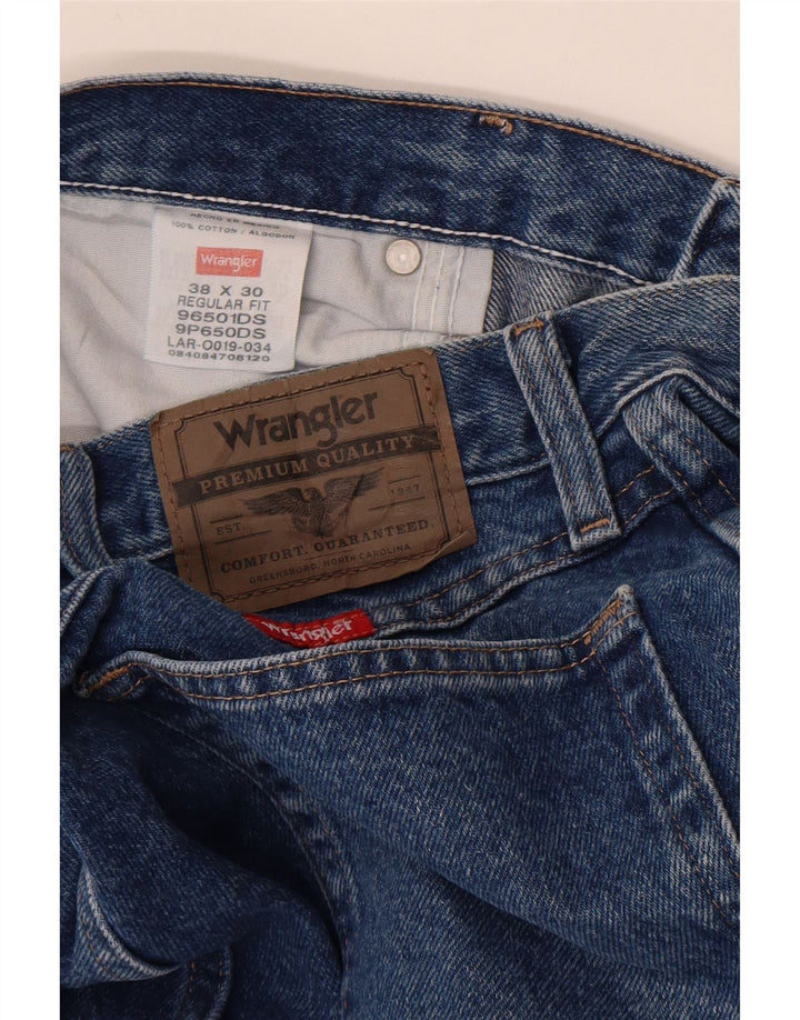 Wrangler masculino regular fit jeans reto W38 L30 algodão azul