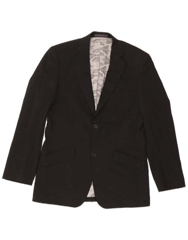 Jaqueta blazer masculina de 2 botões Ted Baker Reino Unido 38 lã preta média