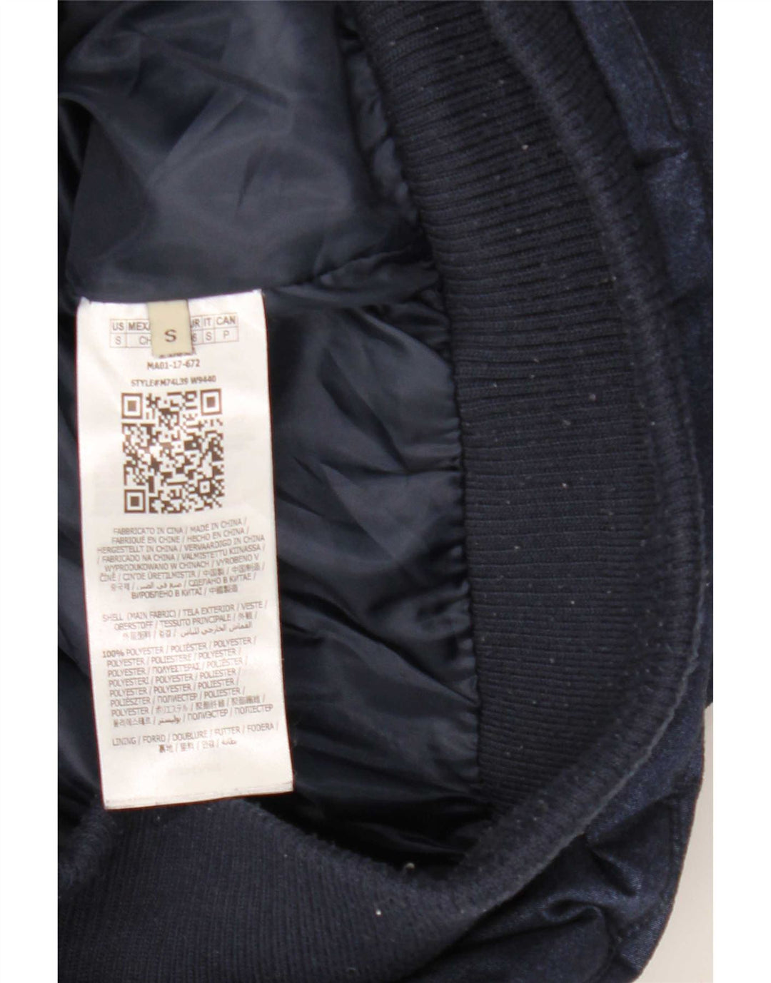Jaqueta acolchoada com capuz masculina Guess UK 36 poliéster azul marinho pequeno