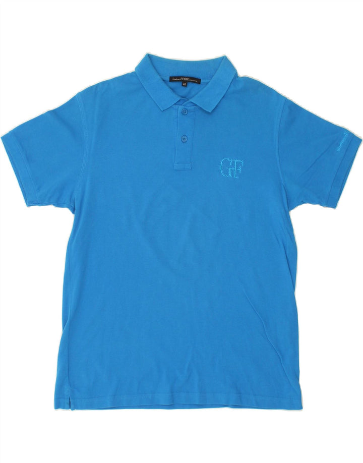 GIANFRANCO FERRE Mens Polo Shirt IT 48 Medium Blue Cotton Vintage Gianfranco Ferre and Second-Hand Gianfranco Ferre from Messina Hembry 